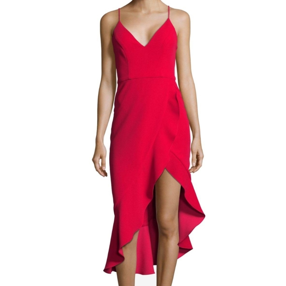 NWT Xscape Red Ruffle Party Dress Size 14